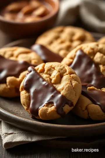 Dipped Crisp Peanut Butter Cookies presentation