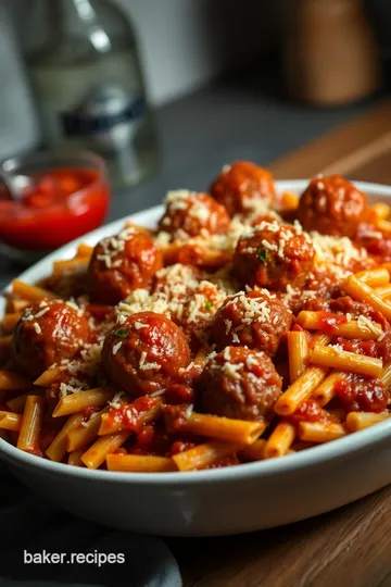 Easy Dump and Bake Meatball Casserole presentation