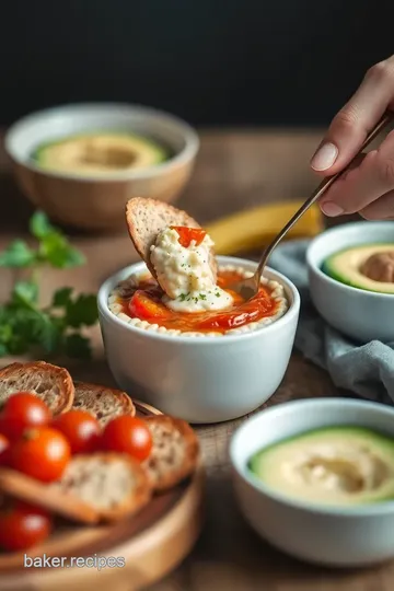 Flavorful Roasted Tomato Feta Guacamole presentation