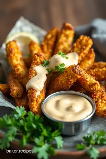 Fried Avocado Fries with Queso Dip presentation