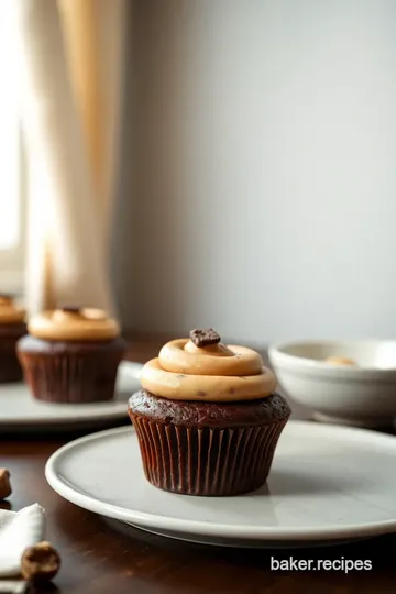 Fudgy Brownie Cupcakes with Cookie Dough Frosting presentation