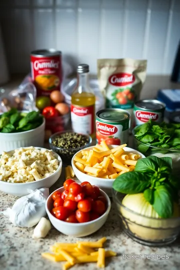 Hearty Baked Ziti with Spinach and Ricotta ingredients