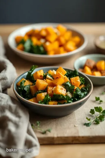 Maple-Roasted Squash Kale Salad presentation