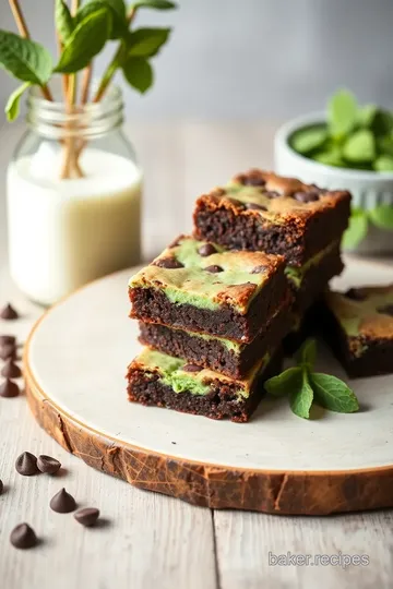 Mint Chocolate Chip Cheesecake Brownies presentation