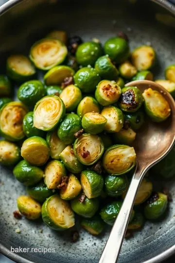 Pan-Seared Brussels Sprouts with Garlic and Lemon presentation