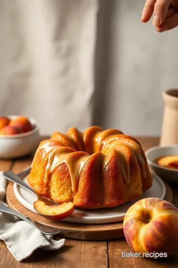 Peach Bundt Cake with Brown Butter Icing presentation