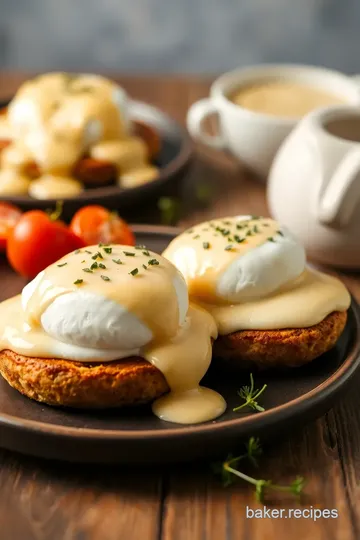 Poached Eggs Benedict with Creamy Hollandaise presentation