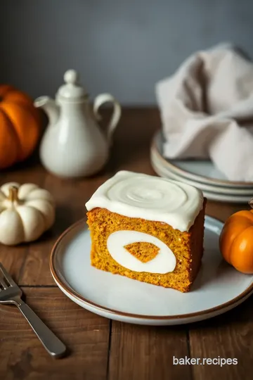 Heavenly Pumpkin Cake with Cream Cheese Swirl presentation