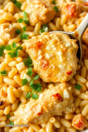 Cheesy Chicken Orzo Bake presentation