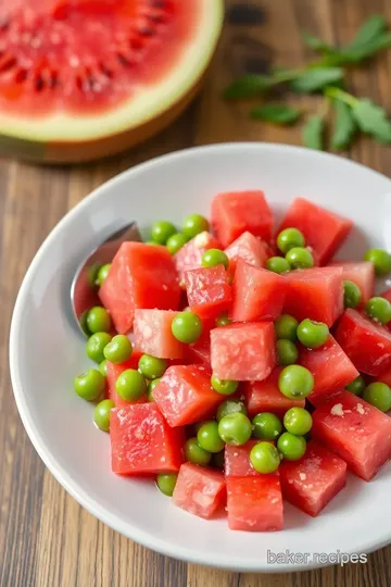 Refreshing Snap Pea and Watermelon Salad presentation