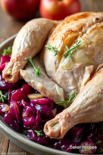 German-Style Roast Goose with Red Cabbage and Dumplings presentation