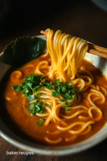 Savory Miso Ramen with Tender Pork & Vegetables presentation