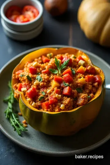 Savory Stuffed Pepper Squash with Quinoa and Veggies presentation