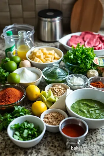 Sizzling Flank Steak Tacos with Zesty Salsa Verde ingredients