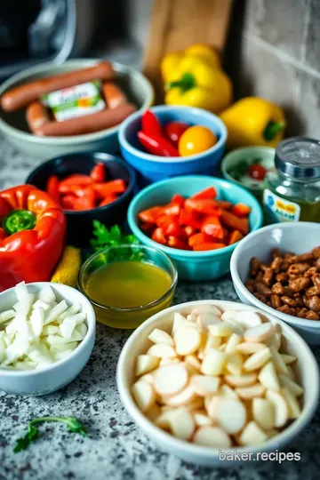 Sizzling Sausage and Peppers: A Classic Italian-American Delight ingredients