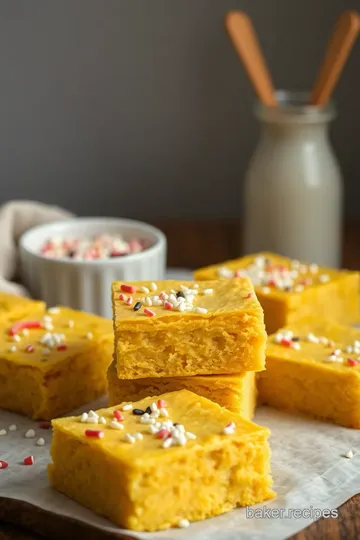 Sprinkled Cake Batter Blondies presentation