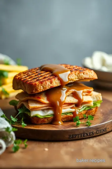 Grilled Turkey Sandwich with Gravy Drizzle presentation