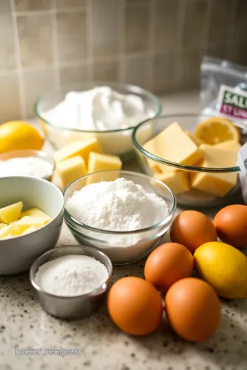 Zesty Lemon Bars with a Buttery Shortbread Crust ingredients