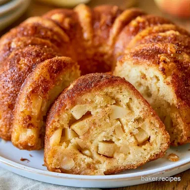 Apple Cinnamon Bundt Cake for 12 Slices Recipe Card