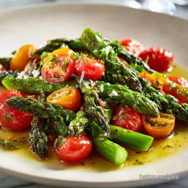 Asparagus Salad with Cherry Tomatoes Easy Lemon Vinaigrette Recipe Recipe Card