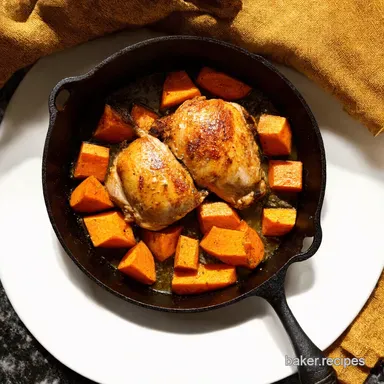 Harvest Chicken Skillet with Sweet Potatoes Autumn Bliss Recipe Card
