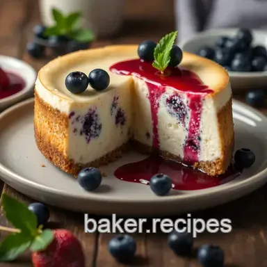 Bake Blueberry Cheesecake with Sweet Sauce Recipe Card