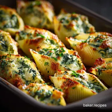 Stuffed Shells: Proper Baked Ricotta and Spinach Recipe Recipe Card