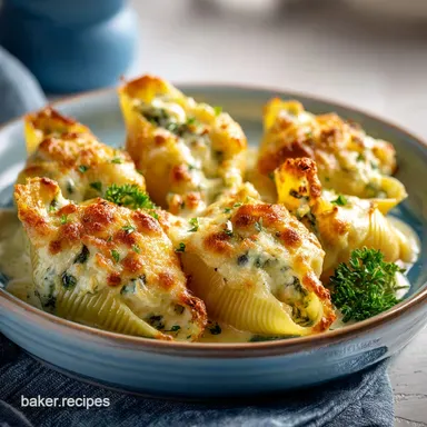 Baked Stuffed Shells for 6 Servings with Savory Beef Recipe Card