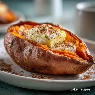 Baked Sweet Potato with Butter and Cinnamon for 4 Servings Recipe Card