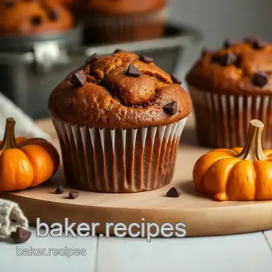 Baking Pumpkin Muffins with Chocolate Flavor Recipe Card
