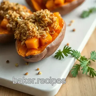 Baking Sweet Potatoes with Crispy Toppings Recipe Card
