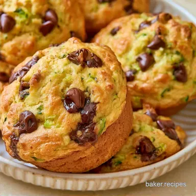 Tender Banana Zucchini Chocolate Muffins