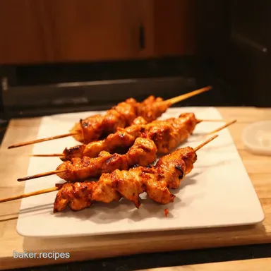 Bangin Chicken Satay Dish My GoTo Skewers Recipe Card