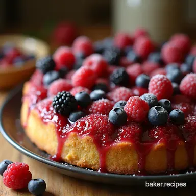 Easy Homemade Berry UpsideDown Cake Recipe Seasonal Bake Recipe Card