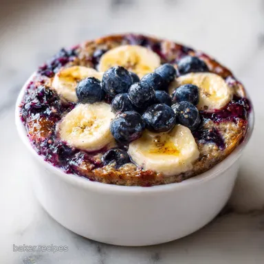 Blueberry Banana Baked Oatmeal with Walnuts in 45 Minutes Recipe Card