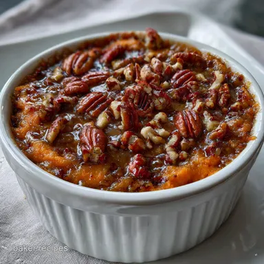Bourbon sweet potato casserole: Pecan Streusel Magic Recipe Card