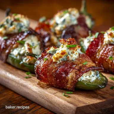 Brisket Stuffed Jalape&ntilde;os Creamy BaconWrapped Appetizers Recipe Card