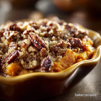 Sweet Potato Casserole with Brown Butter Pecan Streusel Recipe Card