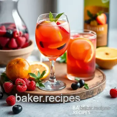 Mixing Wine & Fruits: Bubbly Sangria Delight - Your Easy Summer Cocktail Recipe Card