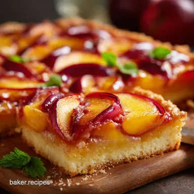 Summers Best Fresh Peach Kuchen Recipe Buttery Shortbread Crust Recipe Card