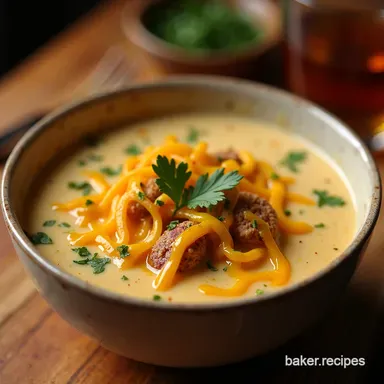 The Ultimate Cheeseburger Chowder Soup Recipe Burger Flavour Recipe Card