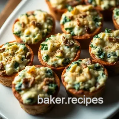 Deliciously Easy Holiday Appetizers: Cheesy Spinach and Artichoke Dip Bites Recipe Card
