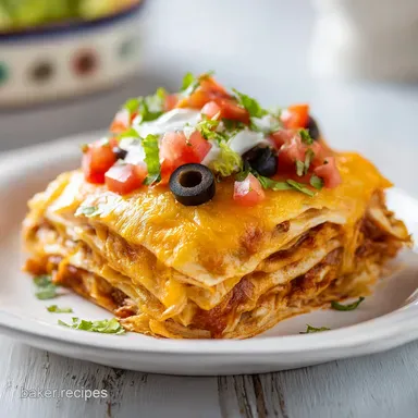 Chicken Enchilada Casserole for 8 Servings Recipe Card