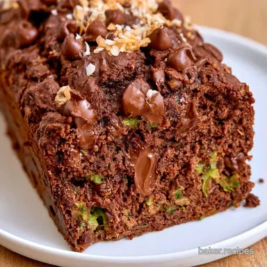 Chocolate Coconut Zucchini Bread: Baked Recipe Card