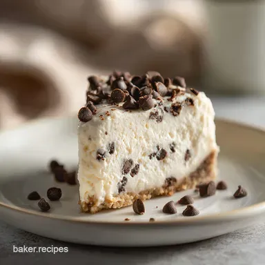 Chocolate Chip No Bake Cheesecake for 12 Servings Recipe Card