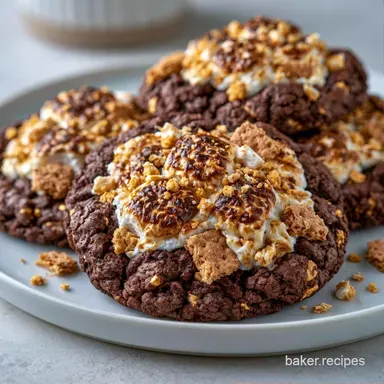 Chocolate Smores Cookies with Graham Crackers Recipe Card
