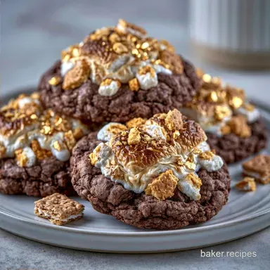 Chocolate Smores Cookies with Graham Crackers