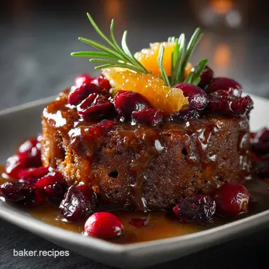 Christmas Desserts: Cranberry Clementine Sticky Toffee Pudding Recipe Card