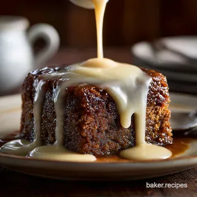 Christmas Desserts: Sticky Toffee Pudding with Brandy Custard Recipe Card