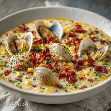 Clam Corn Chowder for 4 Servings Recipe Card